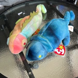 Iffy and Rainbow Iguana Ty Beanie Babies